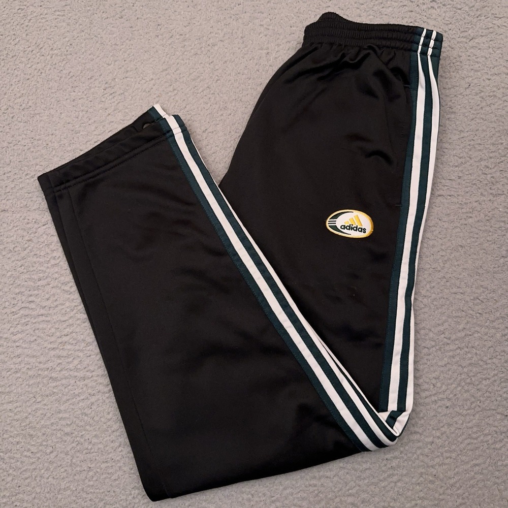 VTG 90s Adidas Breakaway Pants‎ Men's Medium Black Striped Tear Away Snap Button